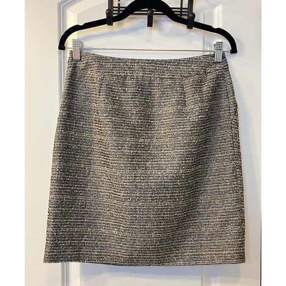 Tabitha Anthropologie Womens Avant Tweed Metallic Pleated Skirt Lined Gray 6 - Picture 3 of 10